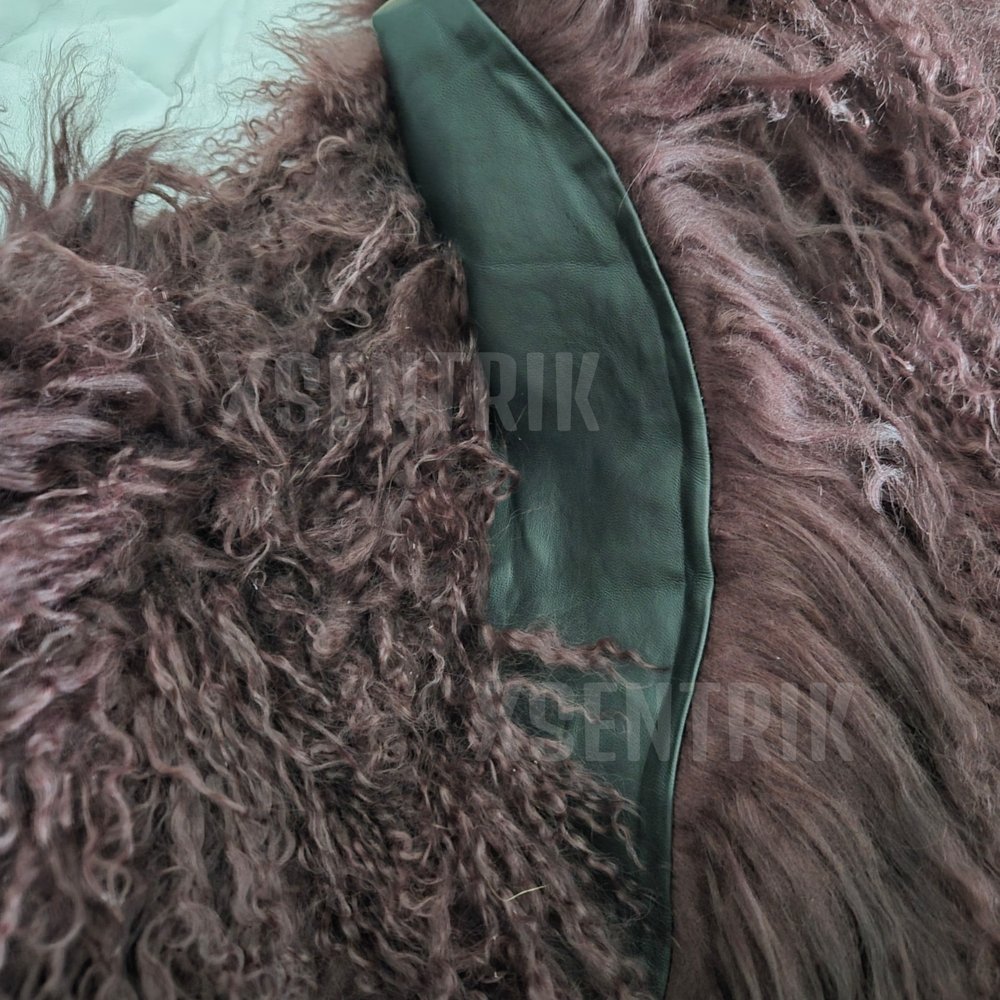 Genuine Mongolian Lamb Fur Coat - Luxurious Fur (Burgandy/Wine) - Picture 8 of 15